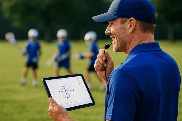Smiling coach with whistle - POWLAX Coaching Kits