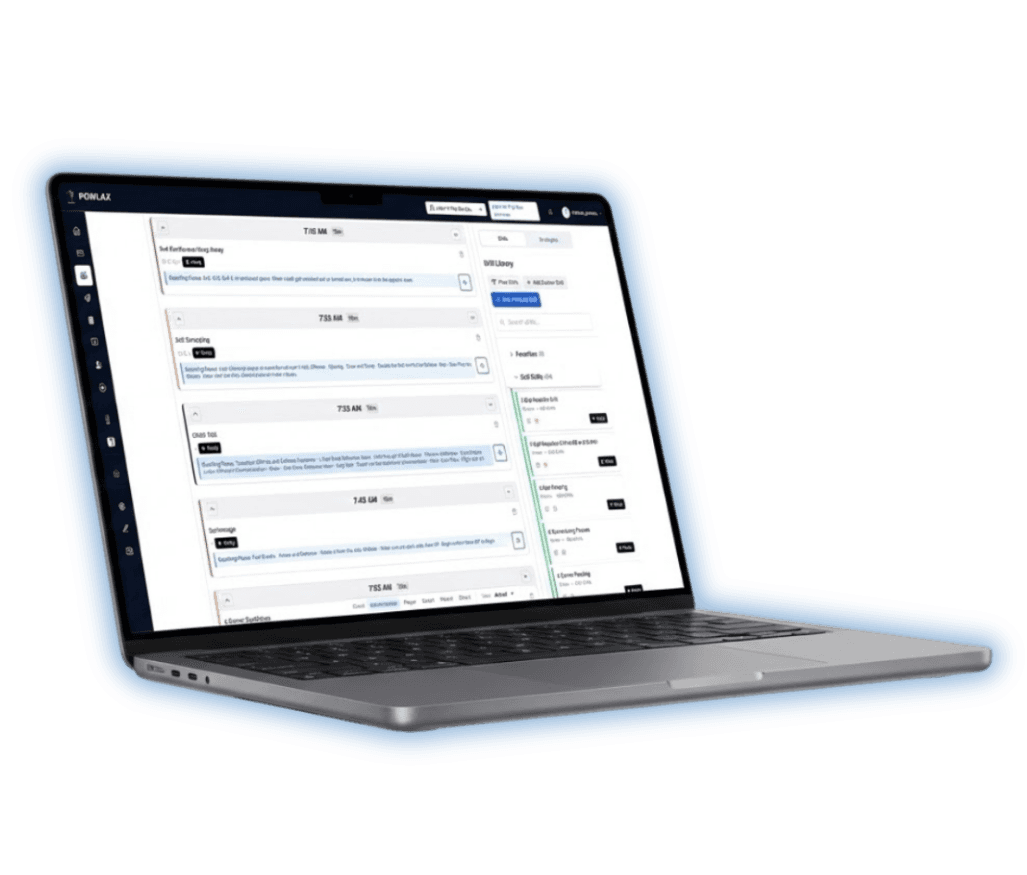The POWLAX practice planner on a laptop
