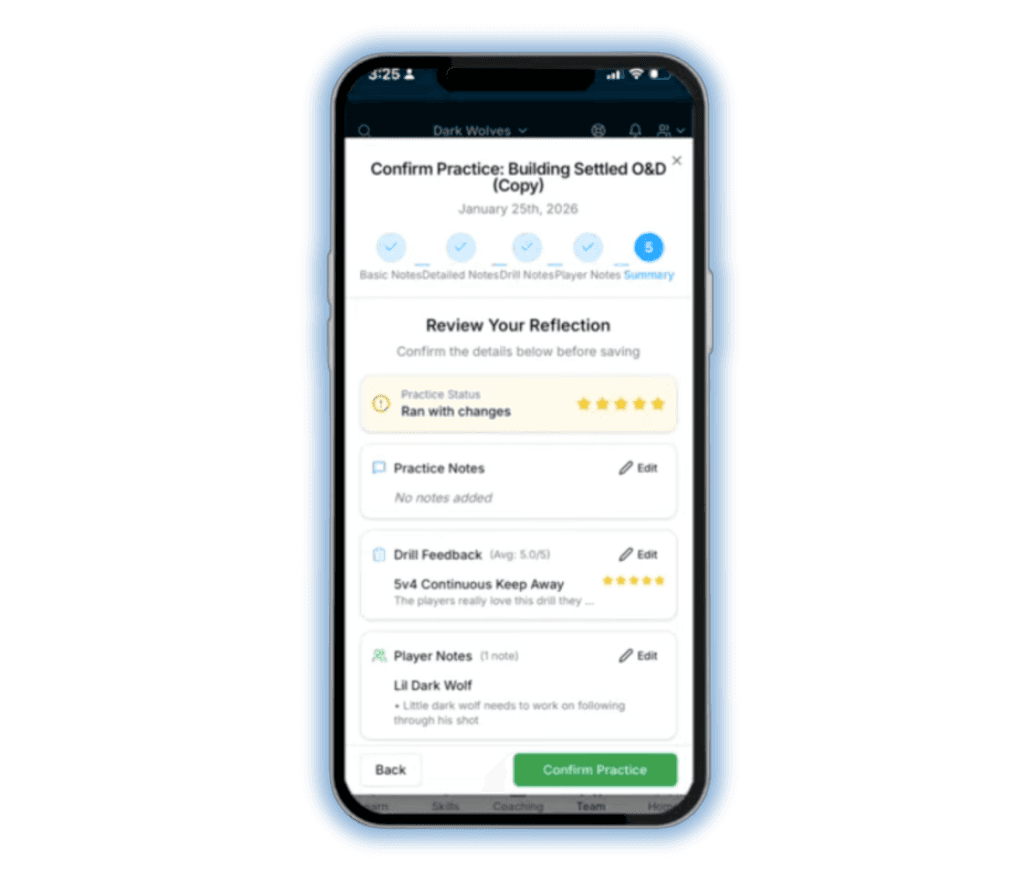 Review practice plan on phone